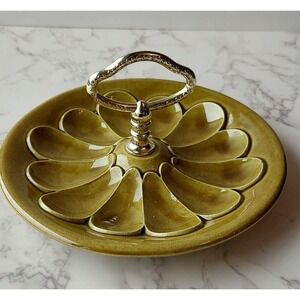 Vintage California Pottery Retro Yellow Serving Dish Made In USA B1